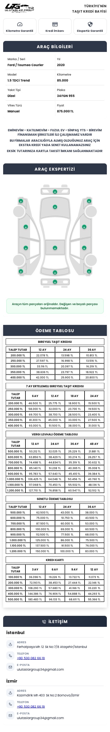 Araç detay özeti