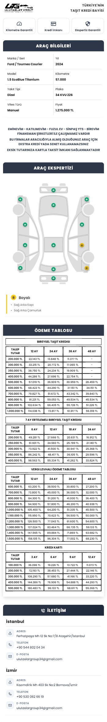 Araç detay özeti